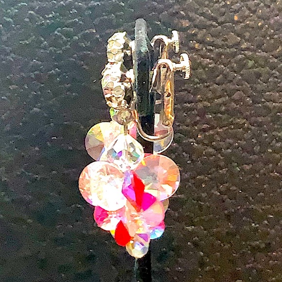 VENDOME BROACH & EARRINGS PINK & CLEAR AURORA BOREALIS CRYSTALS SILVER VINTAGE - Picture 11 of 14